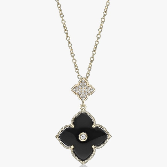 Neiman Marcus Jewelry - Gorgeous upscale Neiman Marcus 18KT vermeil Onyx Dia Clover necklace